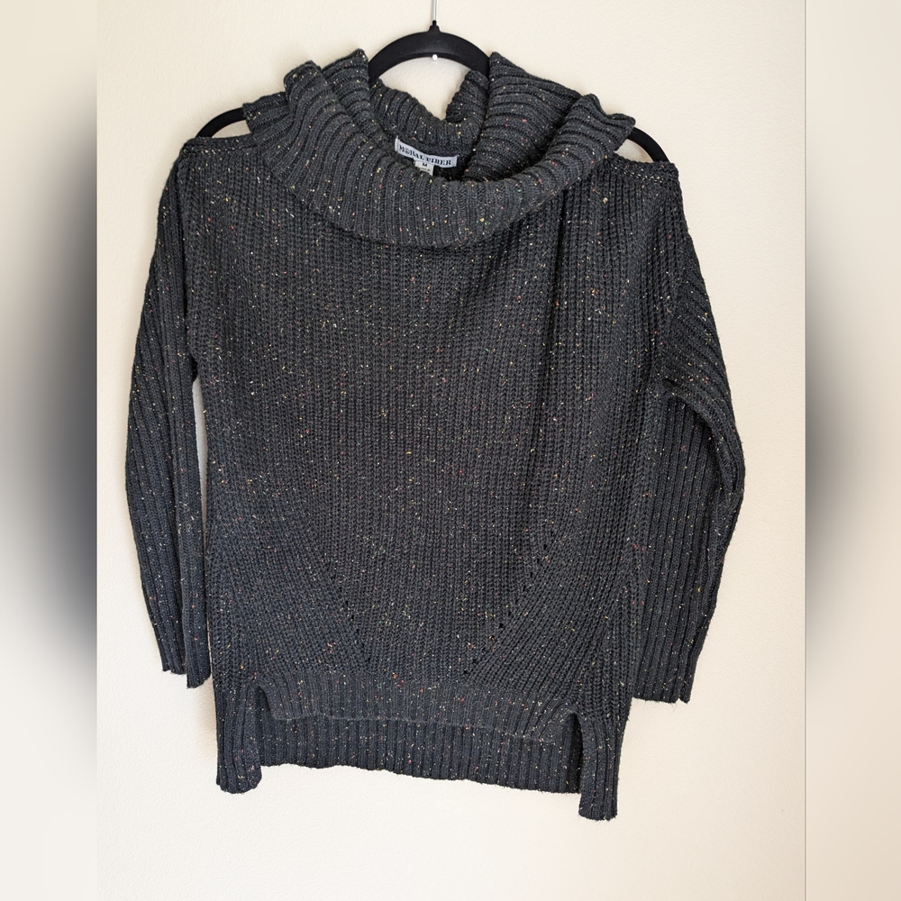 Moral Fiber Charcoal Cold Shoulder Cowl Neck Sweater Size M